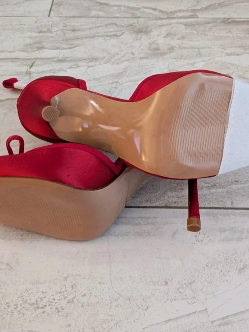 Steve Madden Red Satin Ankle-Tie Pointed-Toe Heels